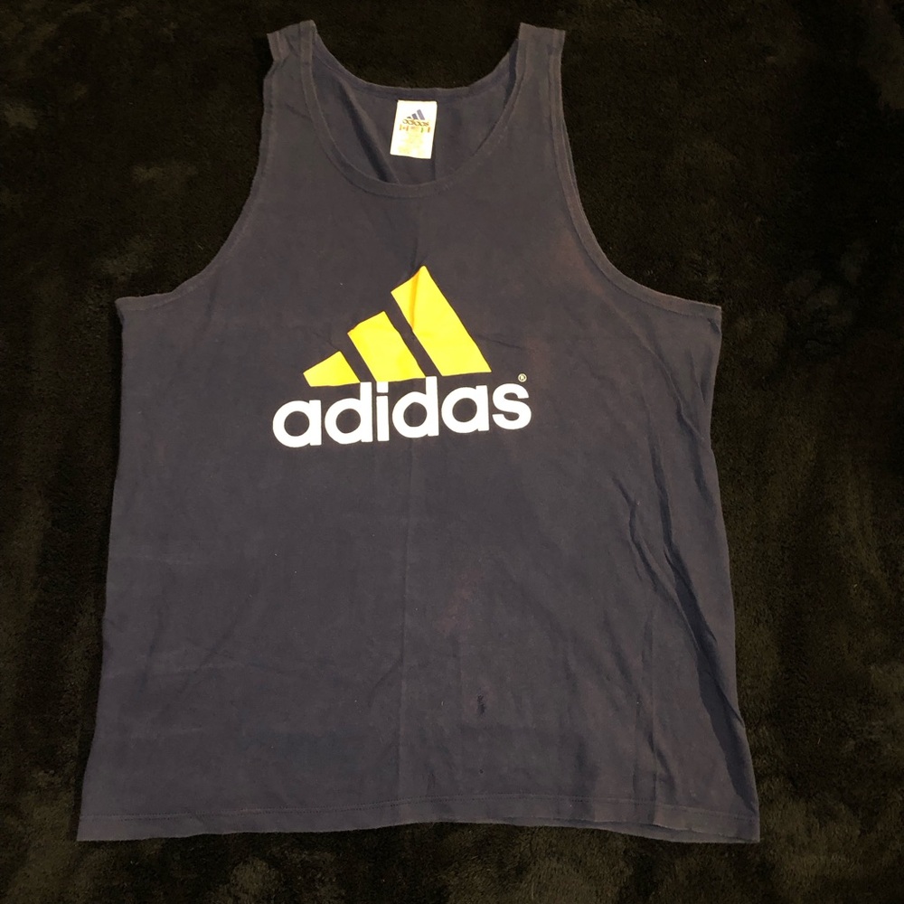 Vintage Adidas Navy Tank Top with Orange  Logo